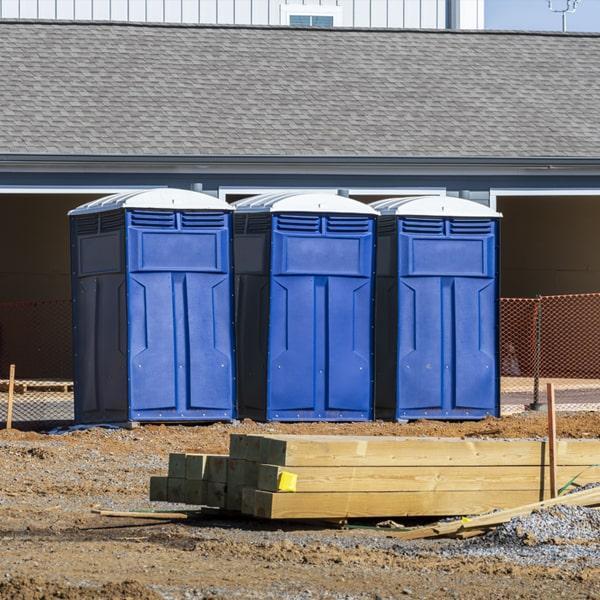 our porta potties for construction sites include features such as non-slip flooring, secure locking systems, and ventilation to ensure safety and comfort for workers